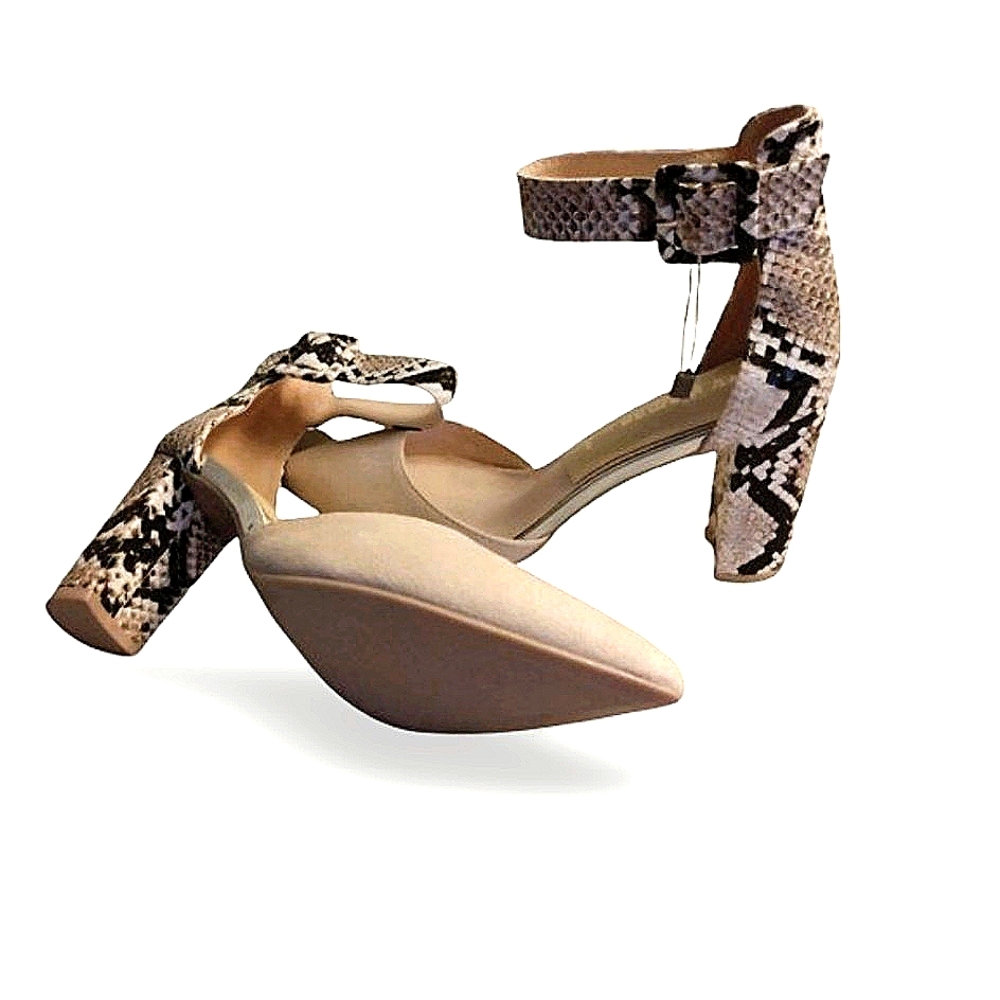 Sexy Woman Snakeskin Print Pumps Dusty Pink/Beige NWT Size 10